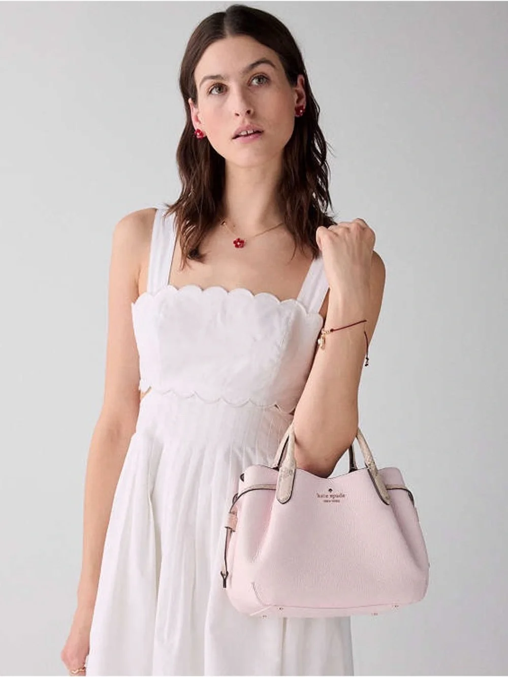Kate Spade Dumpling Snake Embossed Small Satchel Bag Shimmer Pink